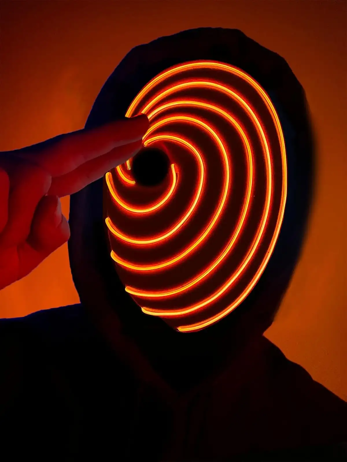 LED Swirl Anime Mask - Light-Up Obito/Kamui Cosplay EL Wire Mask