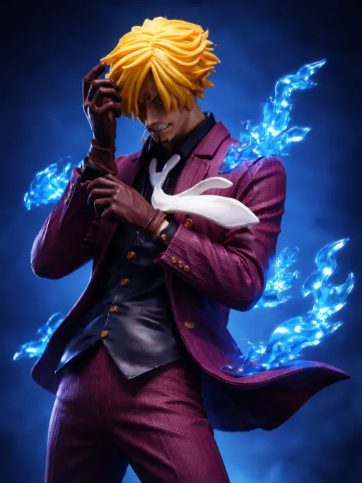 Sanji Ifrit Jambe Figure – One Piece Premium Anime Statue with Blue Flame Effect