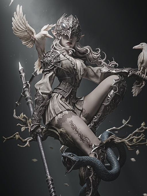 Lenora Queen of Crows Statue – 3D Printed Resin Collectible by BAKA Studios
