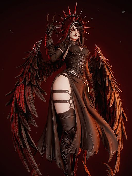 Corrupted Nun Dark Angel Statue – 3D Printed Resin Collectible by BAKA Studios