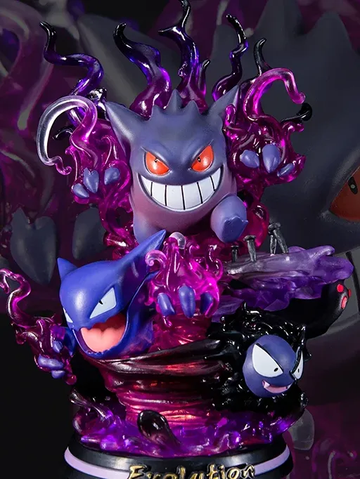Pokémon Gengar Evolution Statue – Gastly Haunter Gengar Ghost-Type Collectible Figure