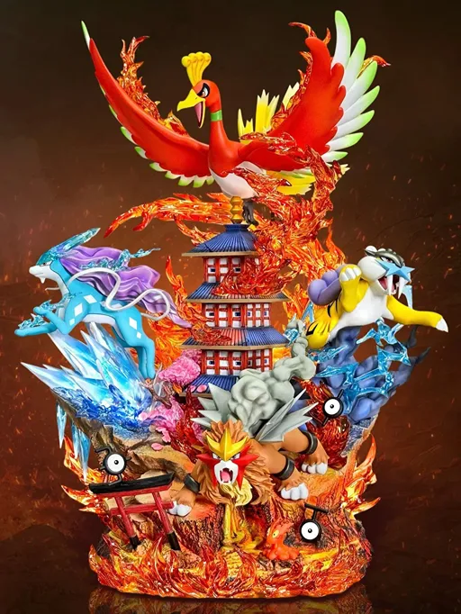 Ho-Oh & Legendary Beasts Resin Statue – Premium Pokémon Diorama Collectible