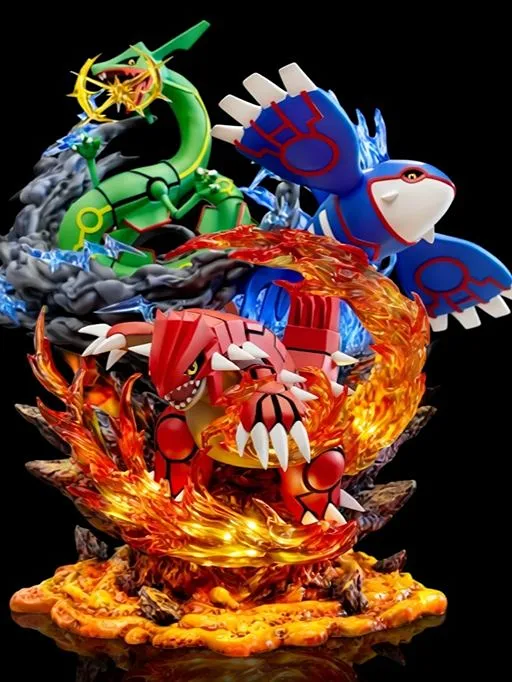 Pokemon Groudon, Kyogre & Rayquaza PVC Statue – Hoenn Weather Trio Collector Figure
