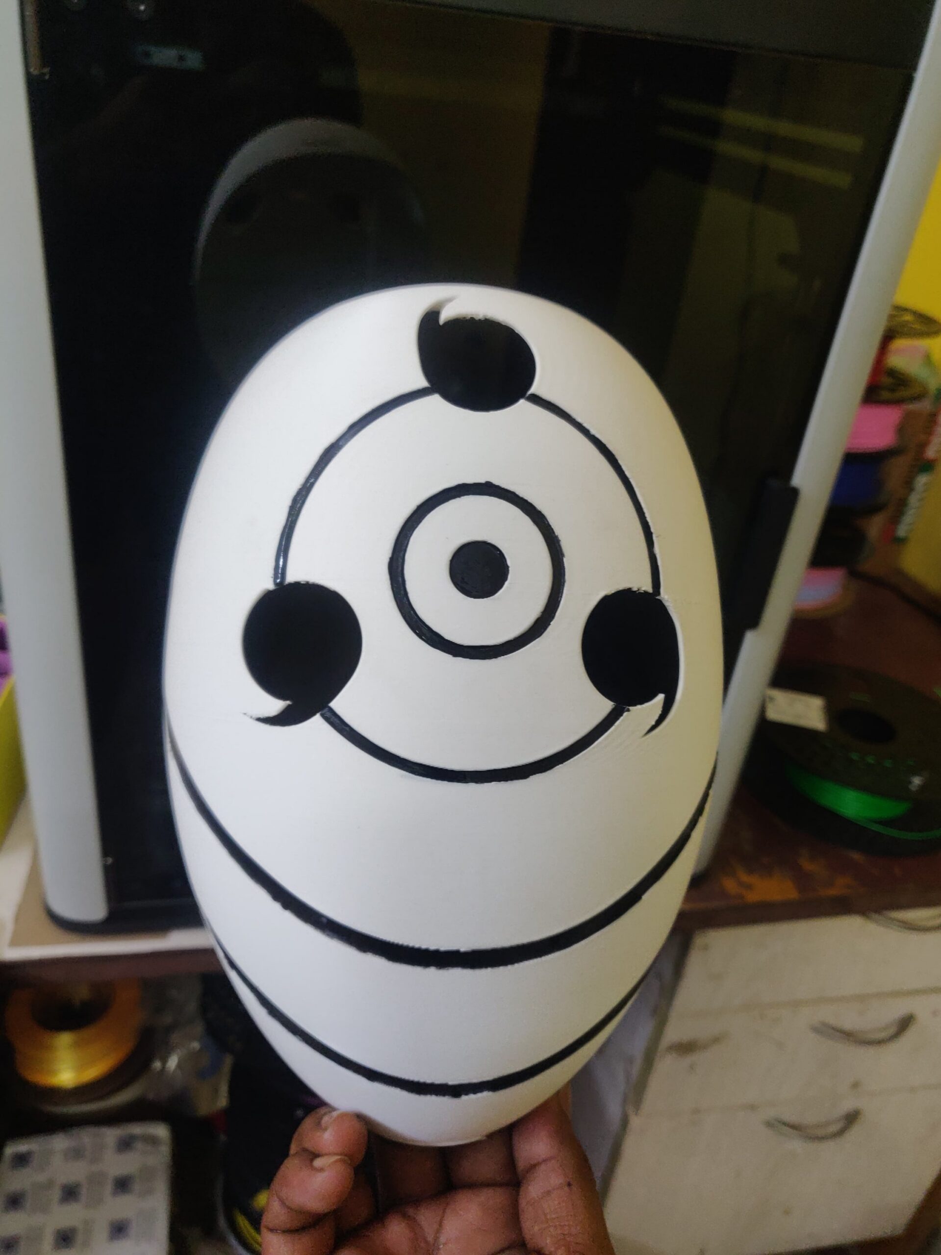 White Rinnegan Sharingan Mask - 3D Printed White Rinnegan/Sharingan Mask (Tobi/Obito Inspired)