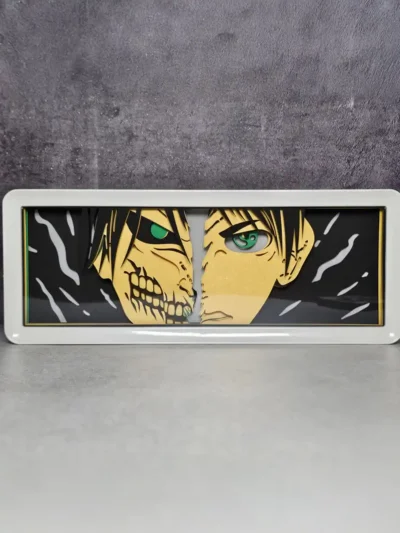 Eren Yeager LED Shadow Box - Attack on Titan Eren Yeager Multi-Color LED Shadow Box Art with Remote