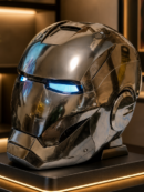 Iron Man Mark 5 Silver Helmet with Touch & Voice Control | Wearable Smart Helmet