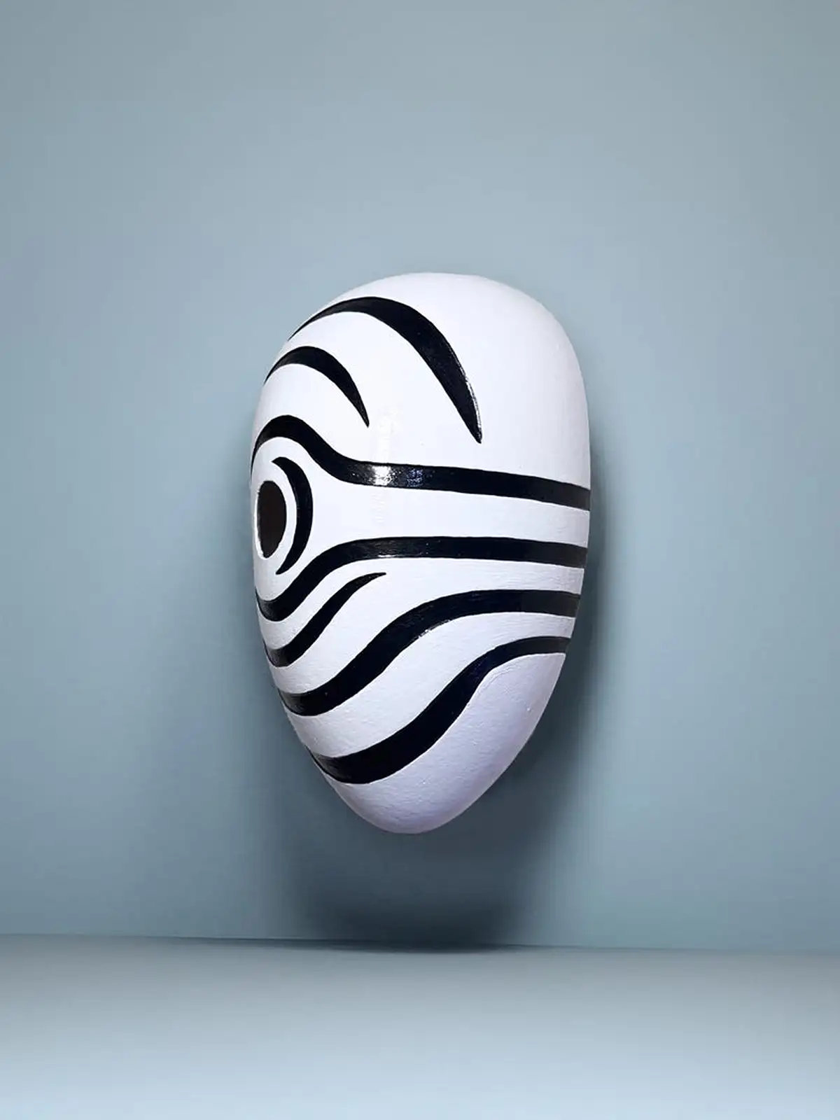 3D Printed White Striped Mask - Image 2