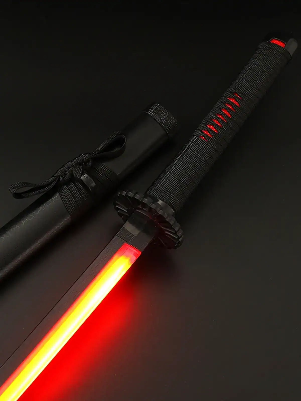 Ichigo Kurosaki Zangetsu LED Wooden Katana – Bleach Anime Replica Sword with Red Glow