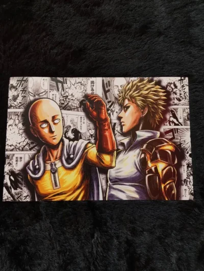 Saitama & Genos Face-Off - One Punch Man Manga Style Poster