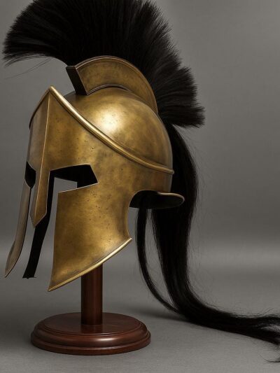 Spartan Warrior Helmet Replica - 300 Movie Style Display Piece with Stand