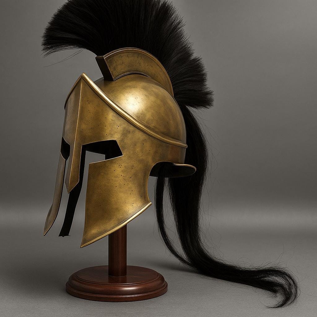 Spartan Warrior Helmet Replica - 300 Movie Style Display Piece with Stand