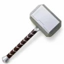 Thor Mjolnir hammer 42cm foam cosplay prop replica, silver body with brown wrapped handle