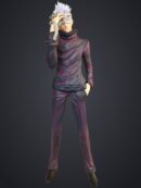 Gojo Satoru aesthetic PVC figure from Jujutsu Kaisen, standing pose lifting his blindfold