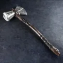 Thor Stormbreaker axe 72cm foam cosplay prop replica with silver axe head and black cord wrapped handle